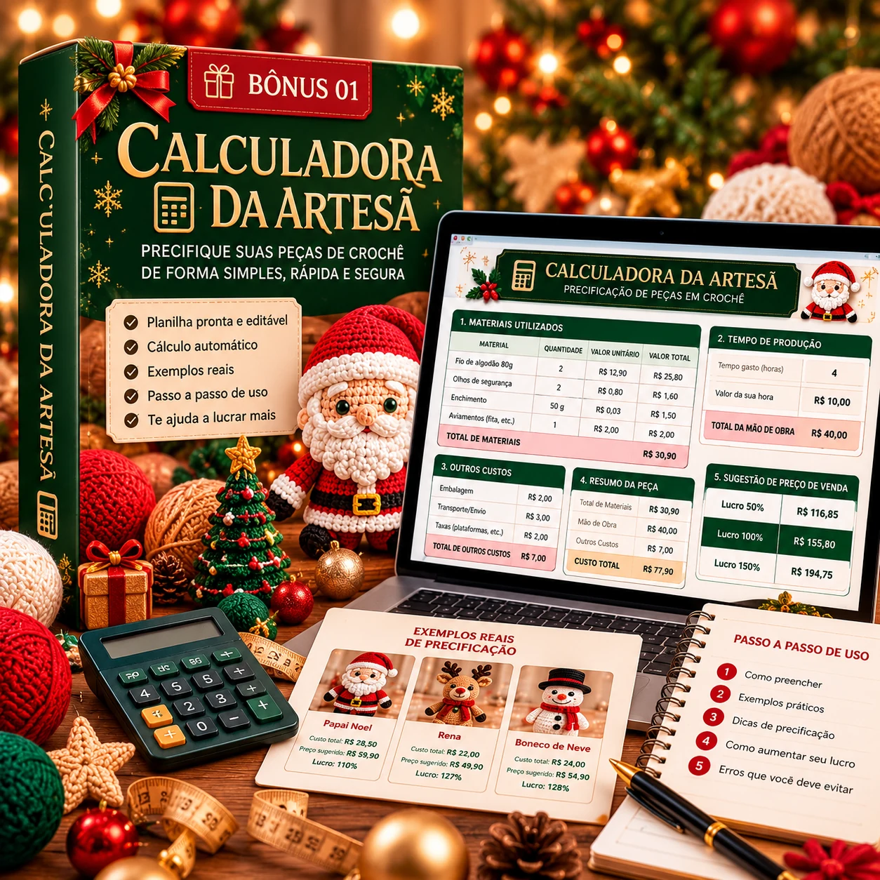 Mockup do bônus Calculadora da Artesã